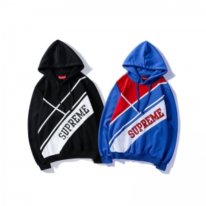 supreme 2 colors black blue hoodie big logo